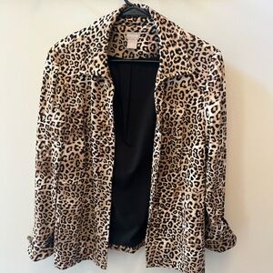 Chico's Leopard Print Blazer. Front hook closure! Size 0